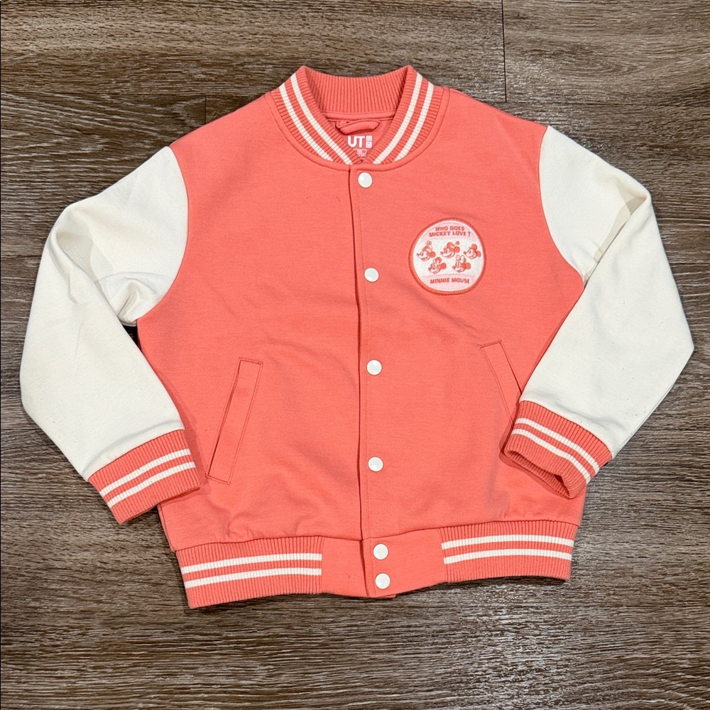 UT Graphic Varsity Jacket in Coral and White